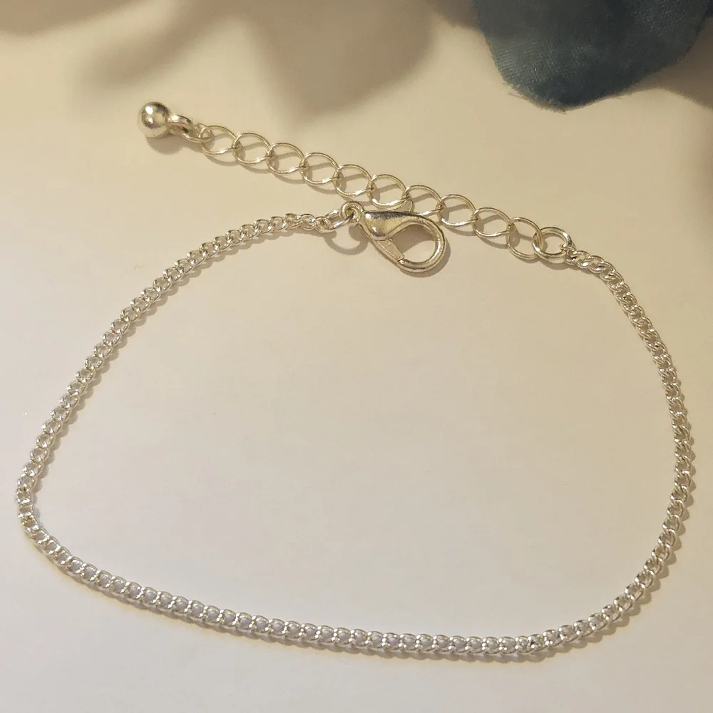 Dainty Silver Tone Chain Link Bracelet Adjustable 7